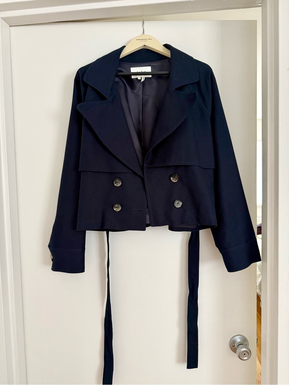 ba&sh Short Navy Trench Coat (Lonnie Jacket), Size S. NWT.